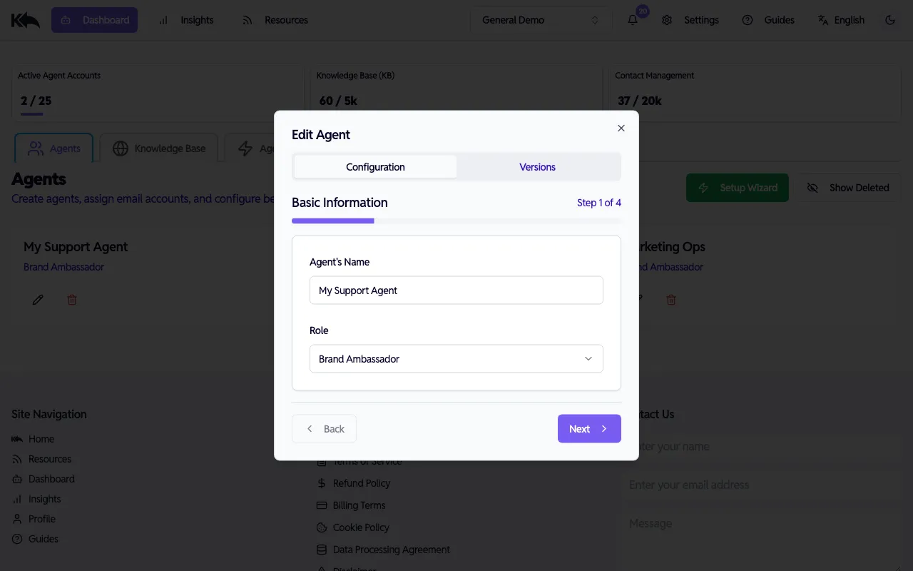 Edit Agent Step 1 — name and role